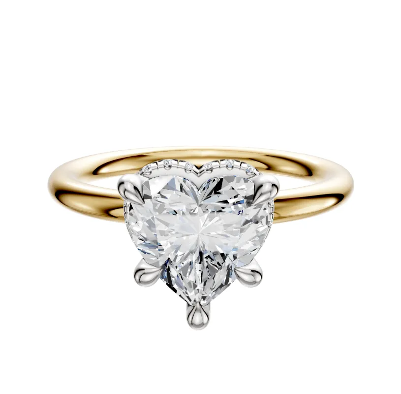 18K Two Tone 4 Prong Collar Classic Dome 2.0mm Engagement Ring sold by Promise By Effy
