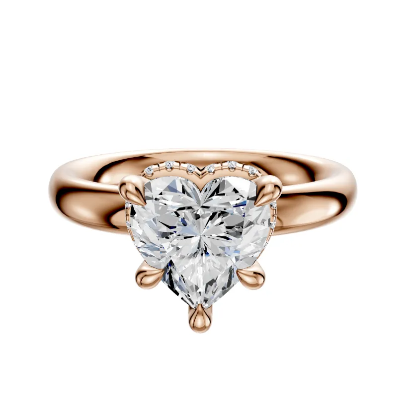 14K Rose Gold 4 Prong Collar Classic Dome 3.0mm Engagement Ring sold by Promise By Effy