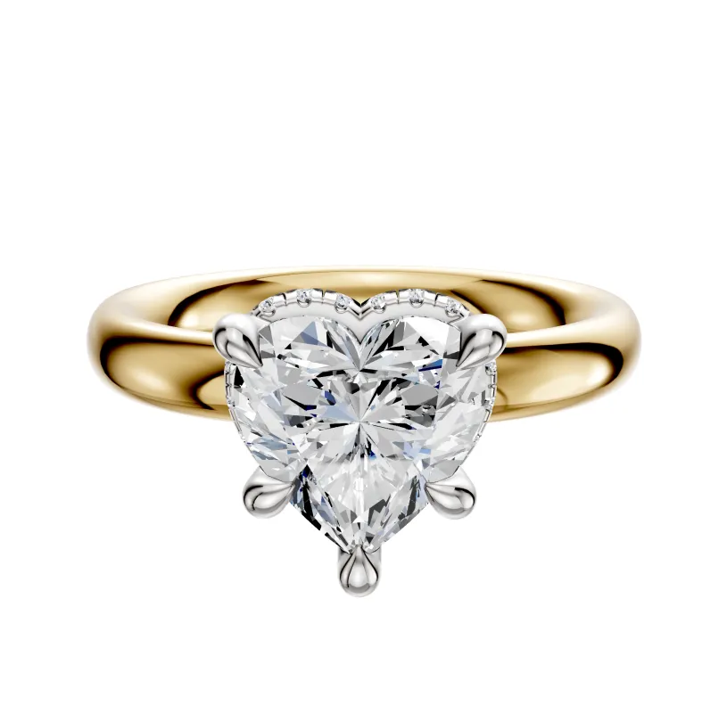 14K Two Tone 4 Prong Collar Classic Dome 3.0mm Engagement Ring sold by Promise By Effy