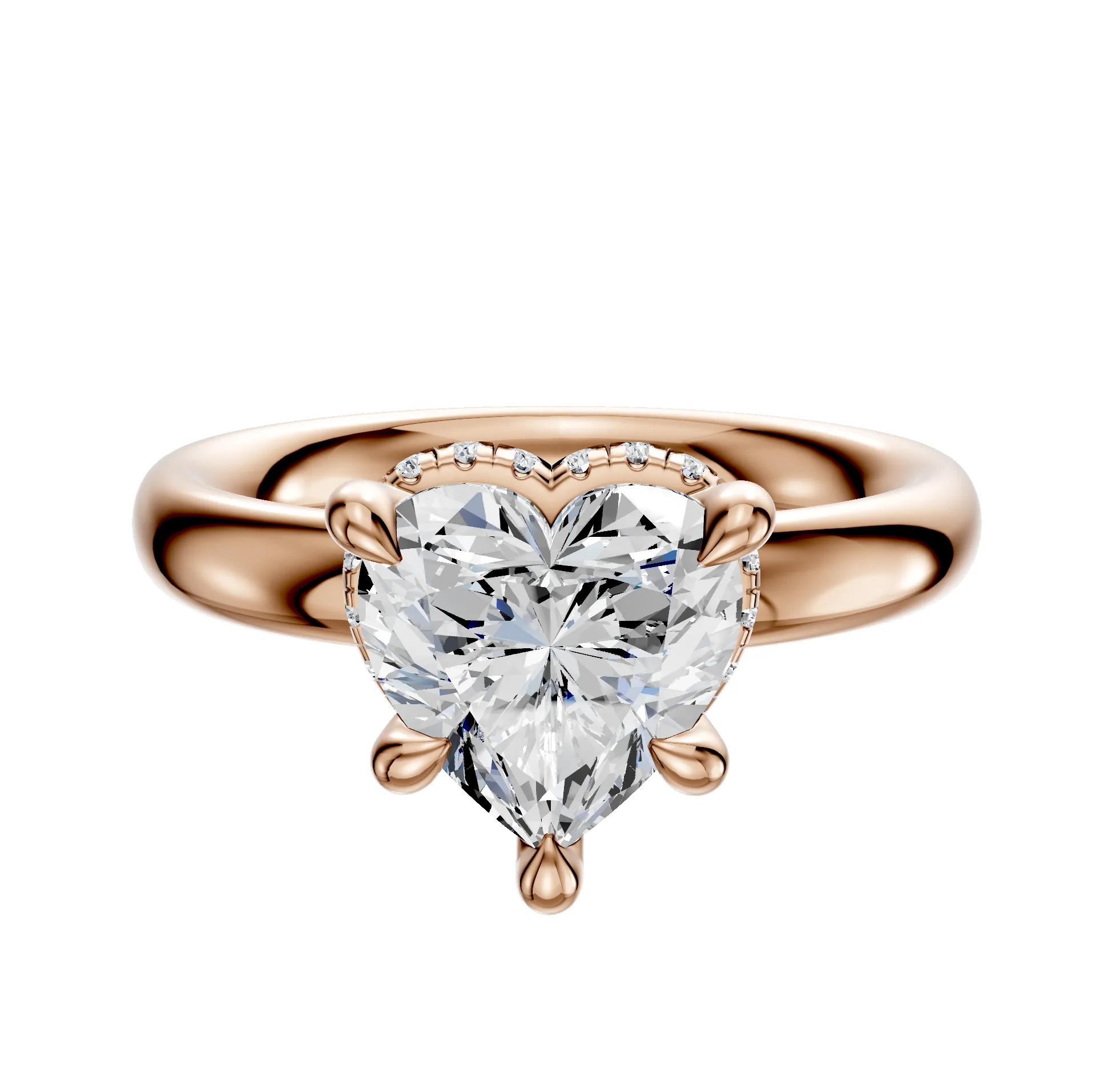 18K Rose Gold 4 Prong Collar Classic Dome 3.0mm Engagement Ring sold by Promise By Effy