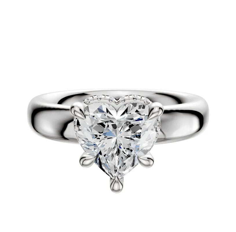 14K White Gold 4 Prong Collar Classic Dome 4.0mm Engagement Ring sold by Promise By Effy