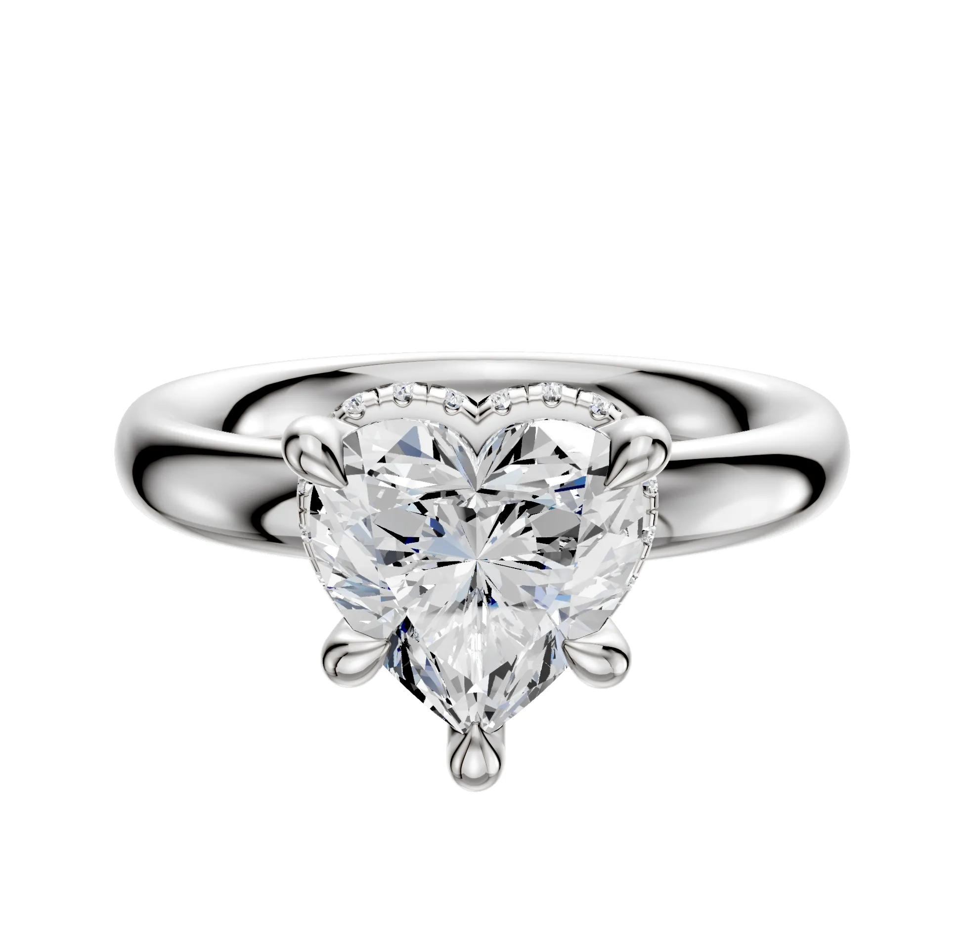 Platinum 4 Prong Collar Classic Dome 3.0mm Engagement Ring sold by Promise By Effy