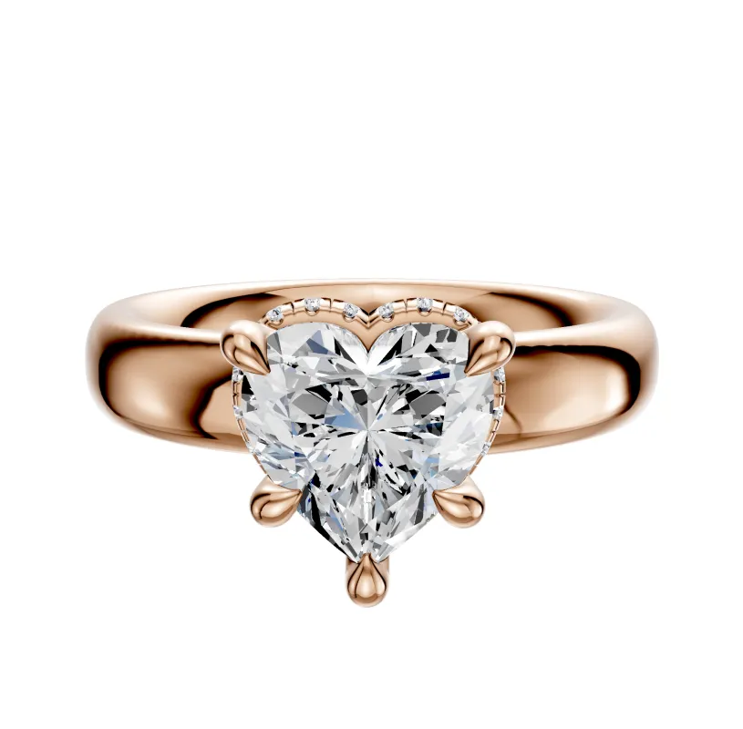 14K Rose Gold 4 Prong Collar Classic Dome 4.0mm Engagement Ring sold by Promise By Effy