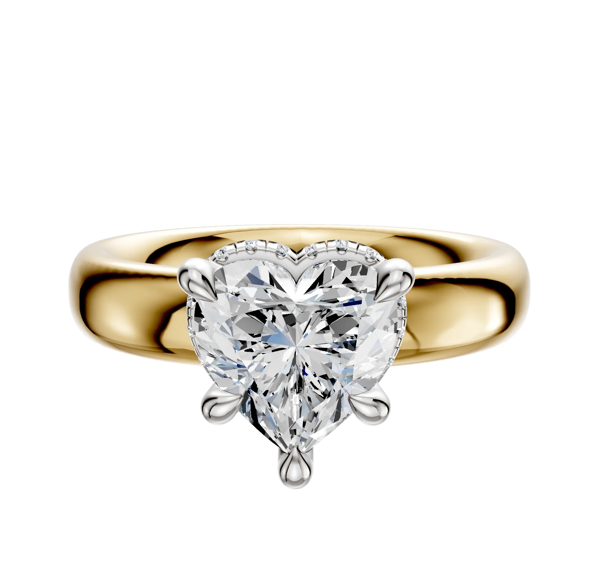 14K Two Tone 4 Prong Collar Classic Dome 4.0mm Engagement Ring sold by Promise By Effy
