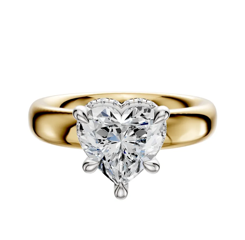 18K Two Tone 4 Prong Collar Classic Dome 4.0mm Engagement Ring sold by Promise By Effy