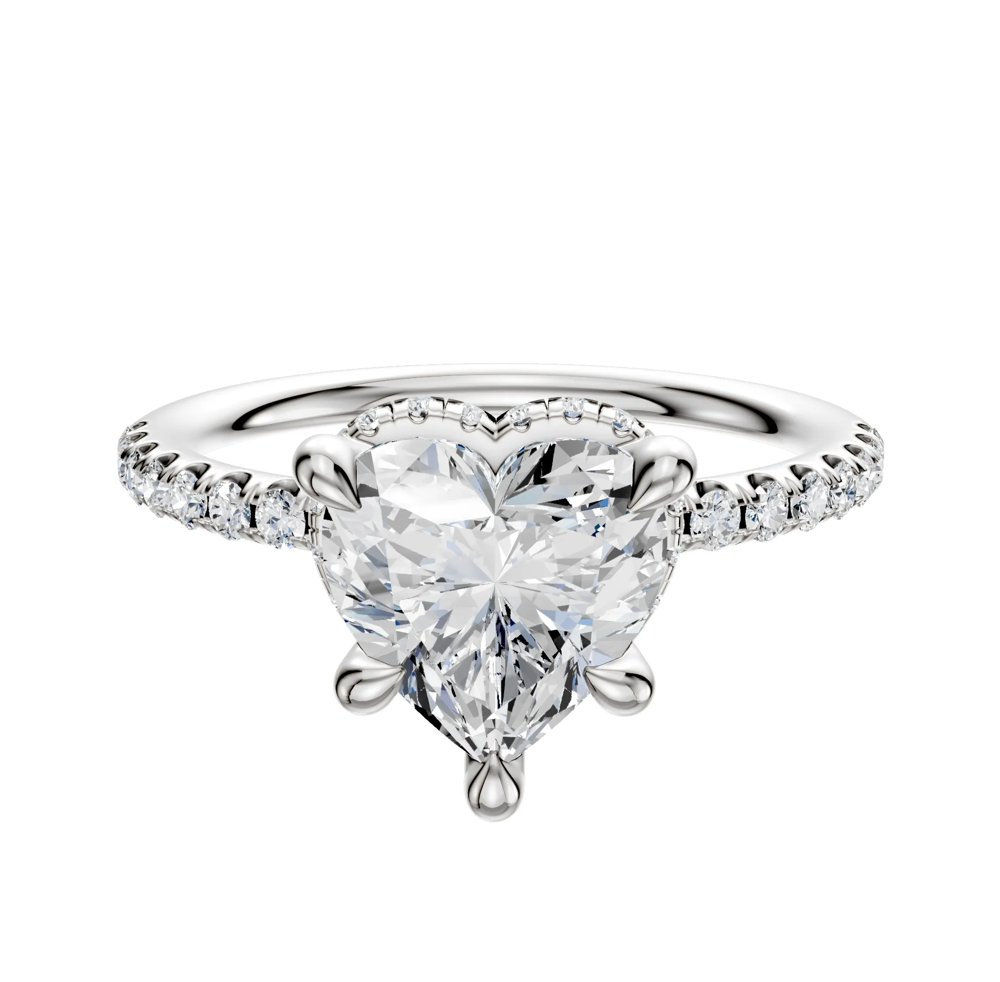 18K White Gold 4 Prong Collar Classic Dome 1-Row-Pave 2.5mm Engagement Ring sold by Promise By Effy