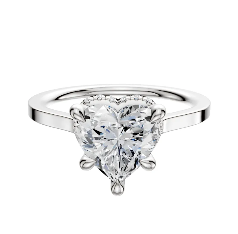14K White Gold 4 Prong Collar Cathedral Flat 1.5mm Engagement Ring sold by Promise By Effy
