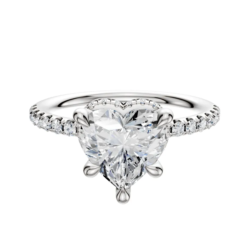 Platinum 4 Prong Collar Classic Dome 1-Row-Pave 2.5mm Engagement Ring sold by Promise By Effy