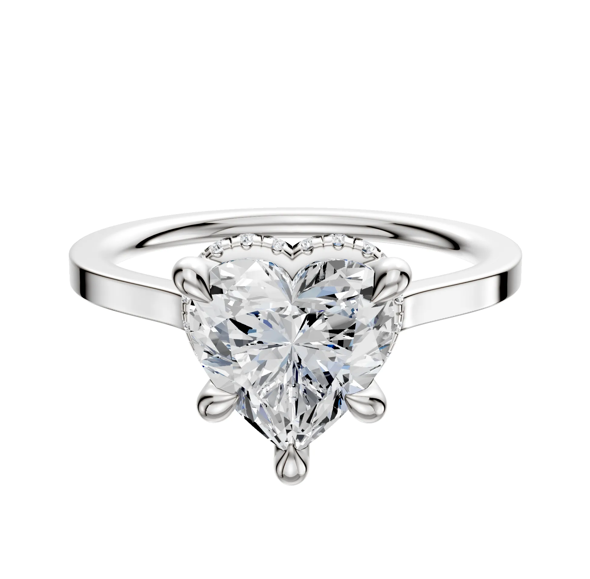 18K White Gold 4 Prong Collar Cathedral Flat 1.5mm Engagement Ring sold by Promise By Effy