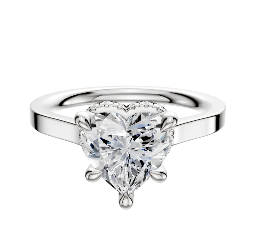 18K White Gold 4 Prong Collar Cathedral Flat 2.0mm Engagement Ring sold by Promise By Effy