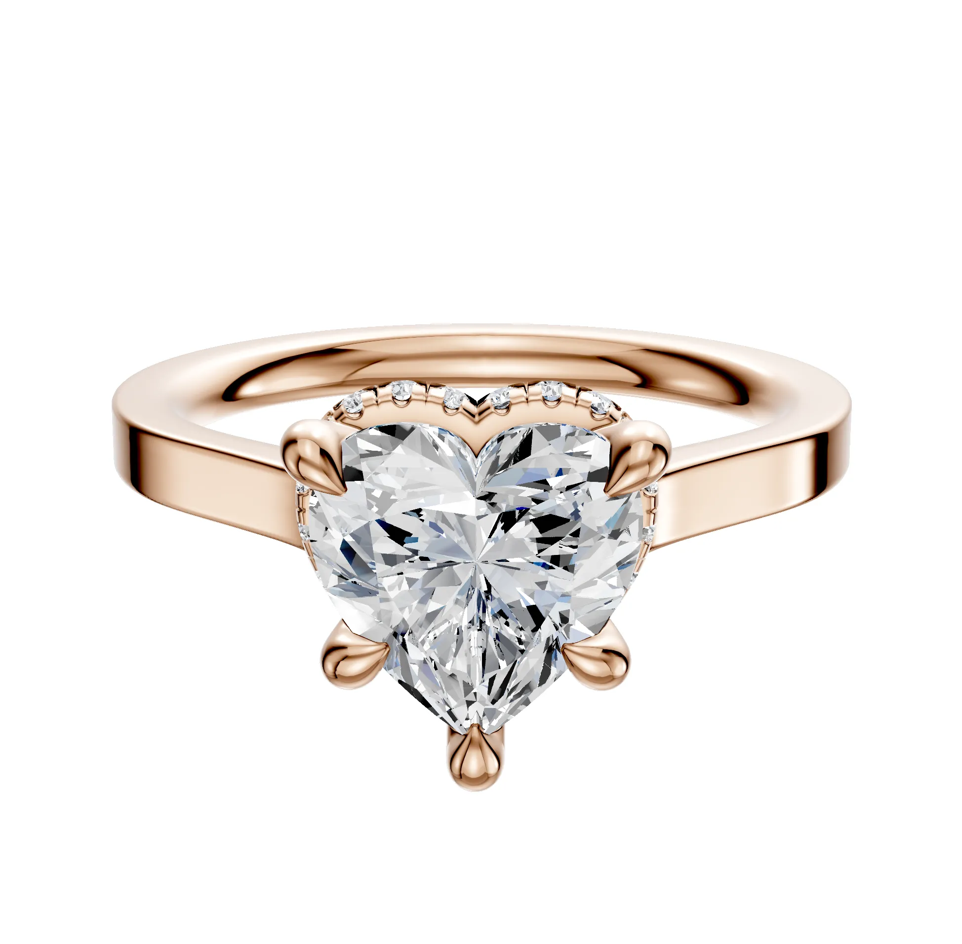 18K Rose Gold 4 Prong Collar Cathedral Flat 2.0mm Engagement Ring sold by Promise By Effy