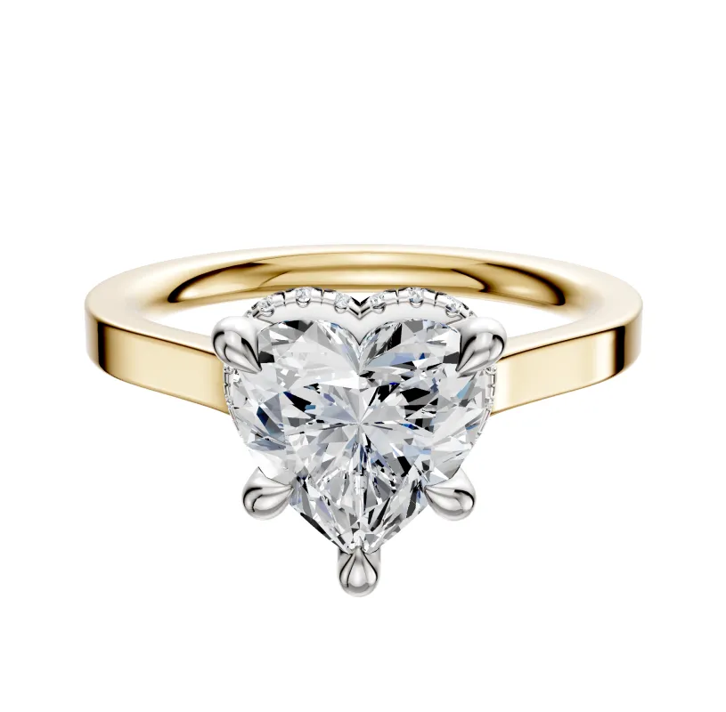 18K Two Tone 4 Prong Collar Cathedral Flat 2.0mm Engagement Ring sold by Promise By Effy
