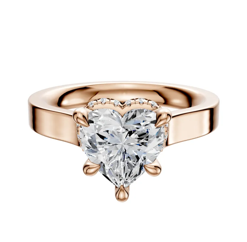 18K Rose Gold 4 Prong Collar Cathedral Flat 3.0mm Engagement Ring sold by Promise By Effy