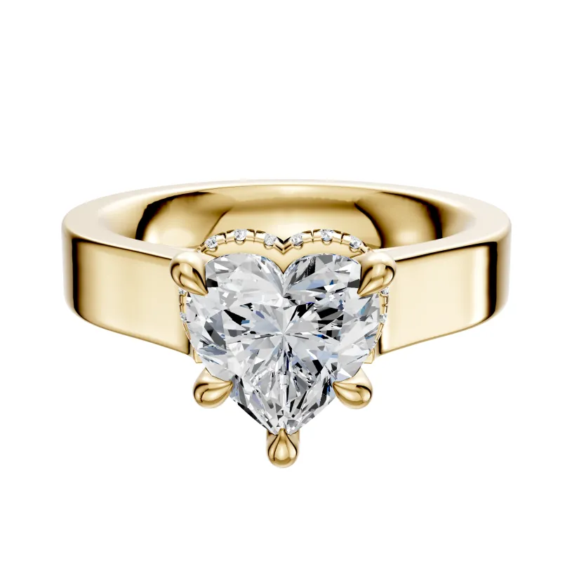 14K Yellow Gold 4 Prong Collar Cathedral Flat 4.0mm Engagement Ring sold by Promise By Effy