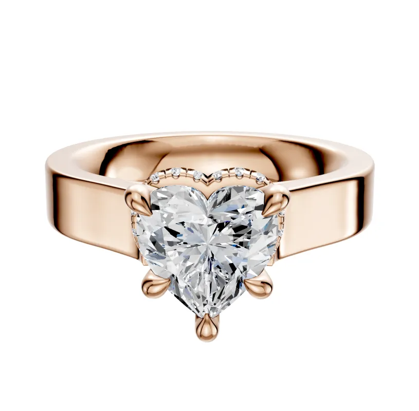 14K Rose Gold 4 Prong Collar Cathedral Flat 4.0mm Engagement Ring sold by Promise By Effy