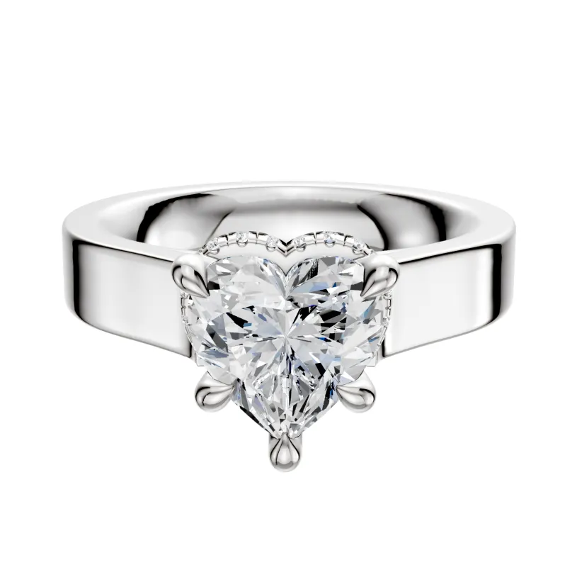 18K White Gold 4 Prong Collar Cathedral Flat 4.0mm Engagement Ring sold by Promise By Effy