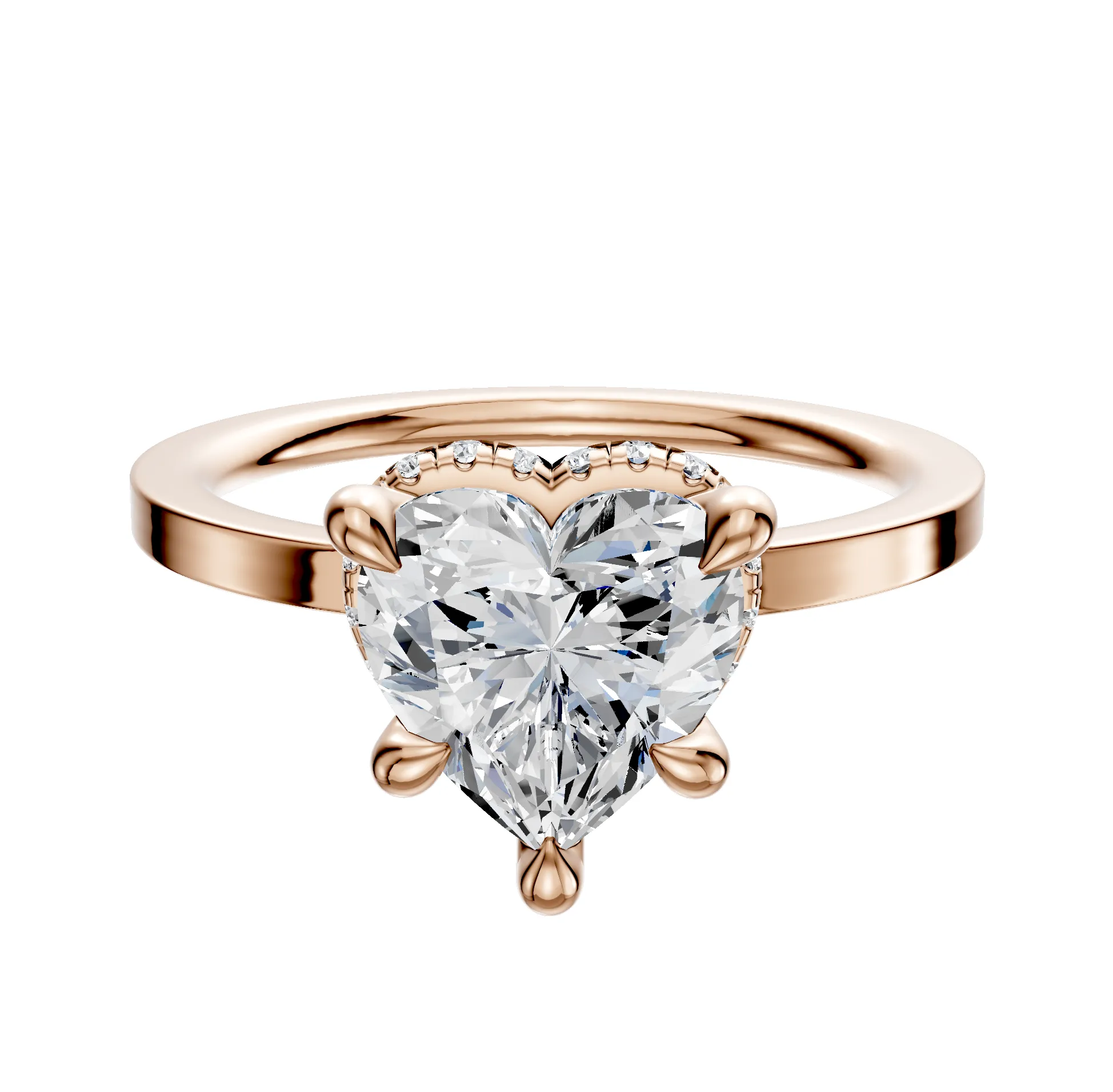 14K Rose Gold 4 Prong Collar Classic Flat 1.5mm Engagement Ring sold by Promise By Effy