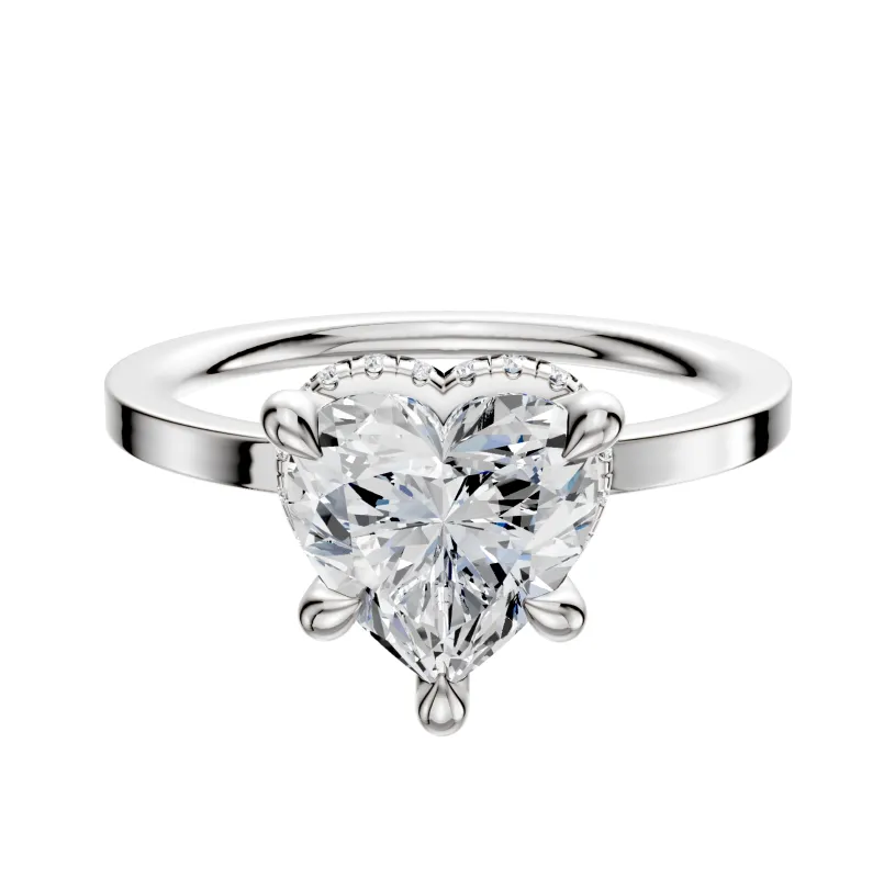 18K White Gold 4 Prong Collar Classic Flat 1.5mm Engagement Ring sold by Promise By Effy