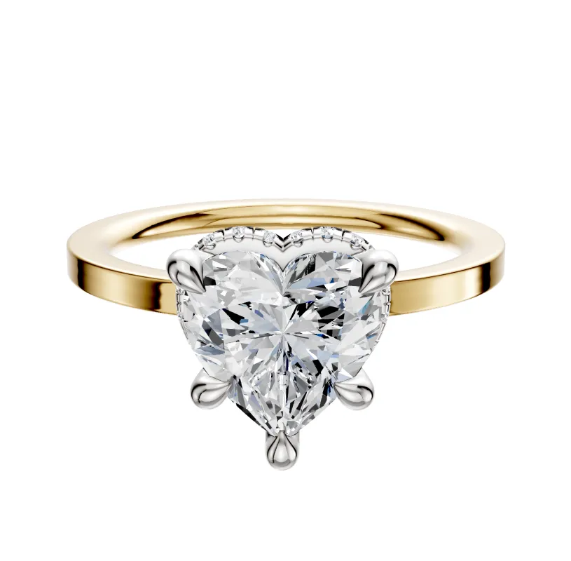 18K Two Tone 4 Prong Collar Classic Flat 1.5mm Engagement Ring sold by Promise By Effy