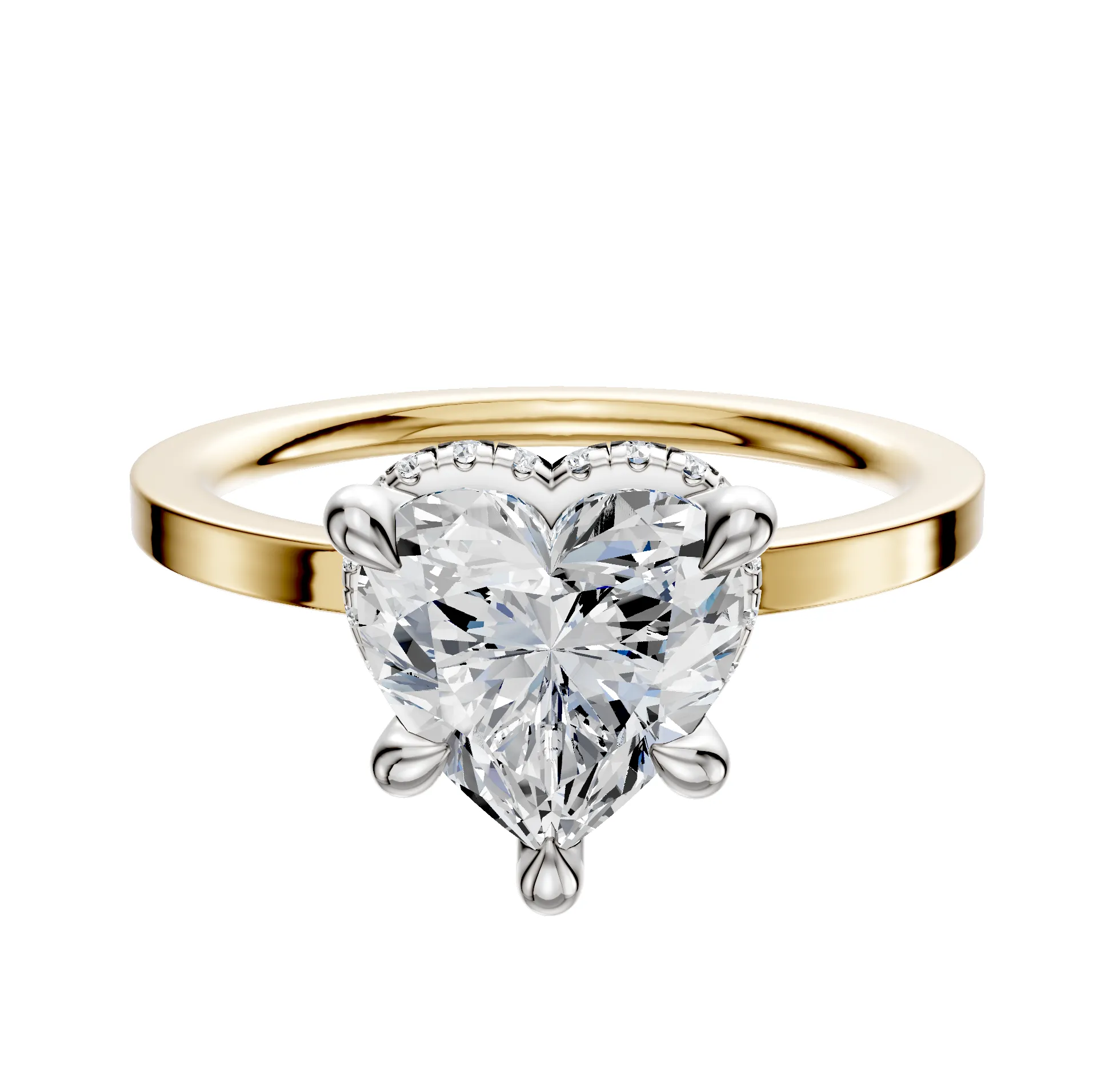 18K Two Tone 4 Prong Collar Classic Flat 1.5mm Engagement Ring sold by Promise By Effy