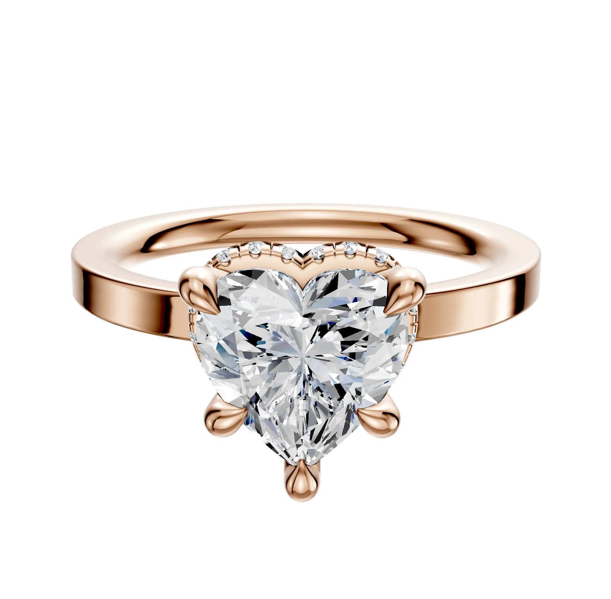 14K Rose Gold 4 Prong Collar Classic Flat 2.0mm Engagement Ring sold by Promise By Effy