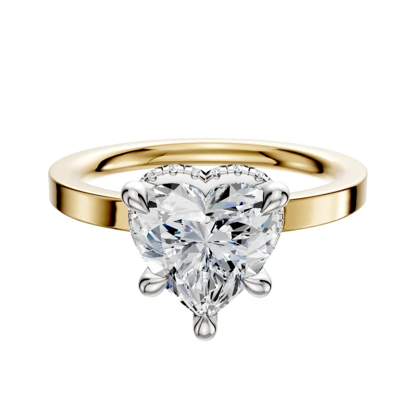 14K Two Tone 4 Prong Collar Classic Flat 2.0mm Engagement Ring sold by Promise By Effy
