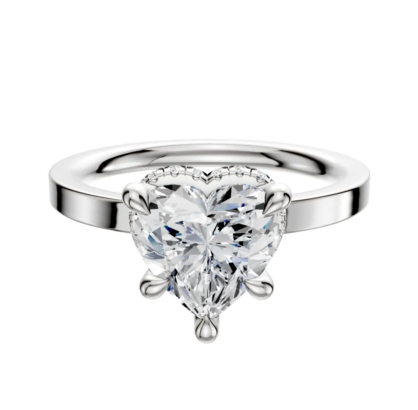 18K White Gold 4 Prong Collar Classic Flat 2.0mm Engagement Ring sold by Promise By Effy