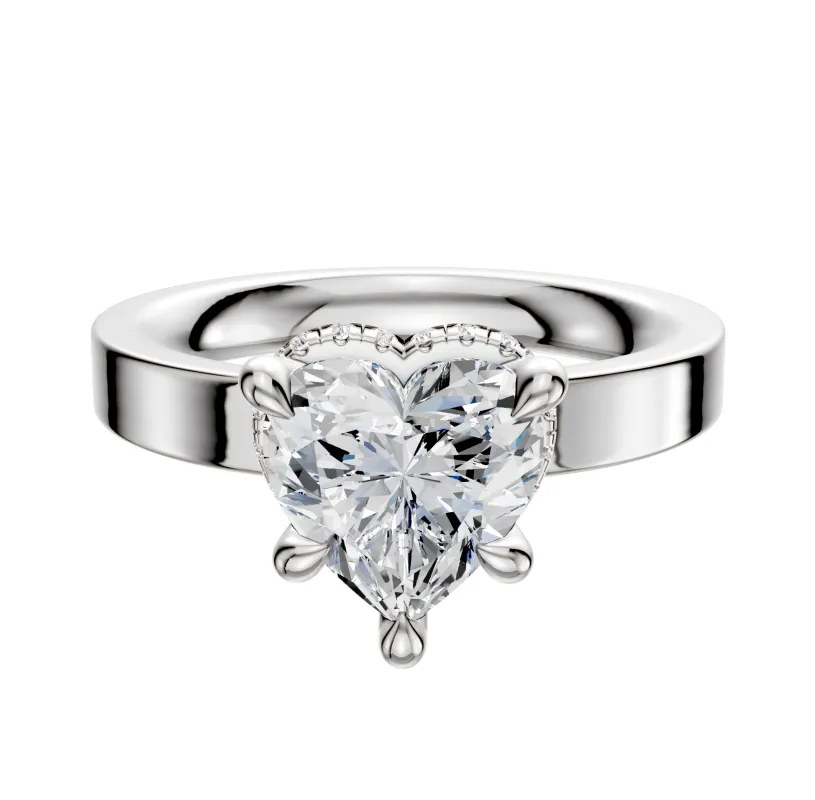 18K White Gold 4 Prong Collar Classic Flat 3.0mm Engagement Ring sold by Promise By Effy