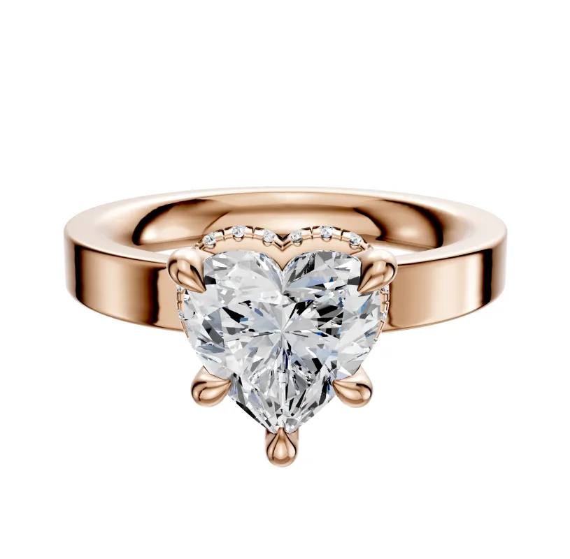 18K Rose Gold 4 Prong Collar Classic Flat 3.0mm Engagement Ring sold by Promise By Effy