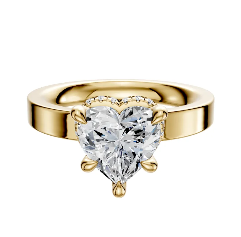 18K Yellow Gold 4 Prong Collar Classic Flat 3.0mm Engagement Ring sold by Promise By Effy