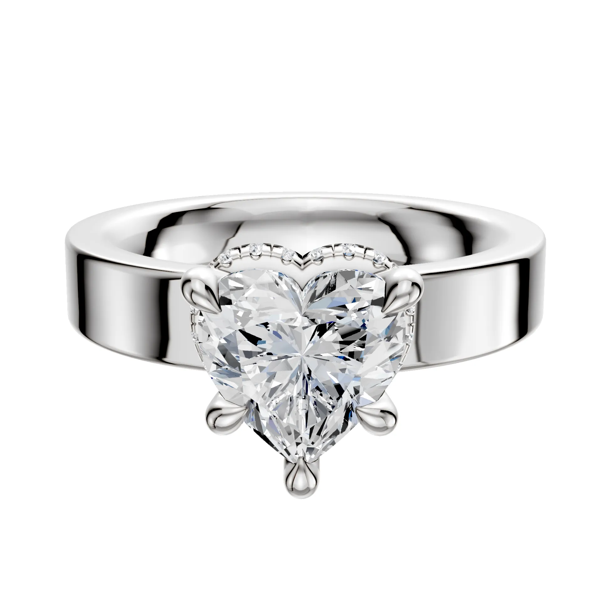 14K White Gold 4 Prong Collar Classic Flat 4.0mm Engagement Ring sold by Promise By Effy