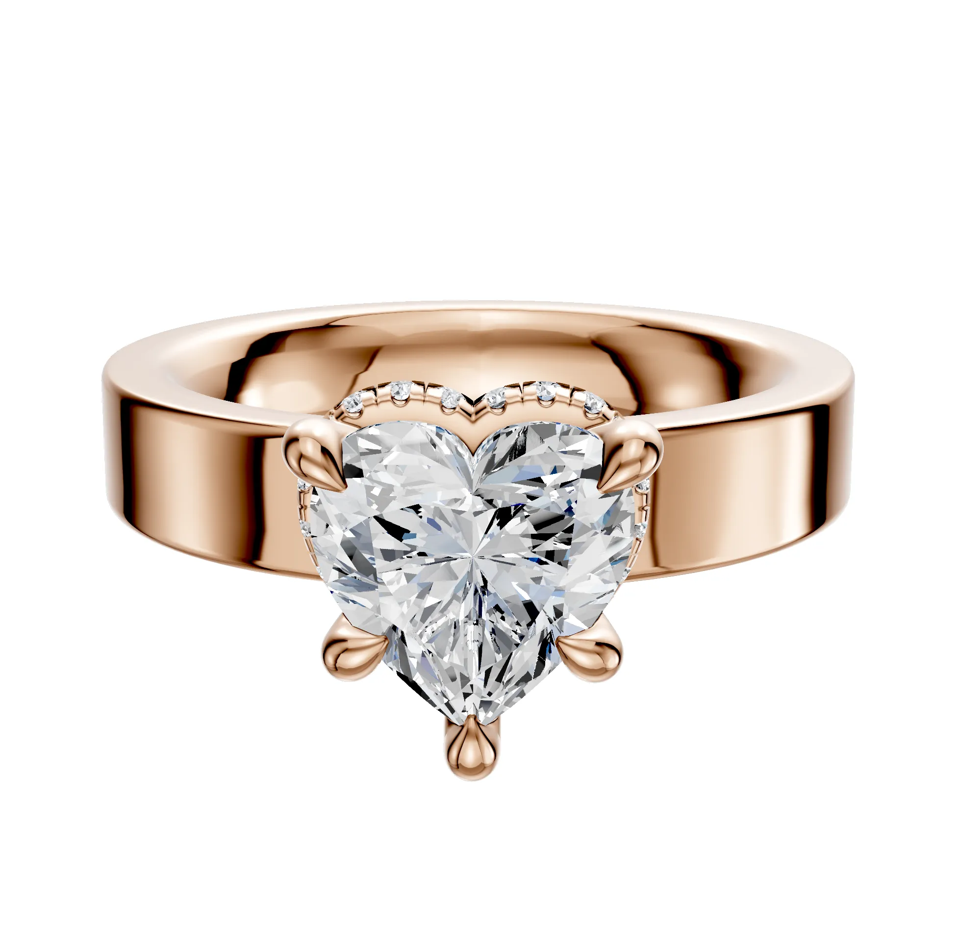 14K Rose Gold 4 Prong Collar Classic Flat 4.0mm Engagement Ring sold by Promise By Effy