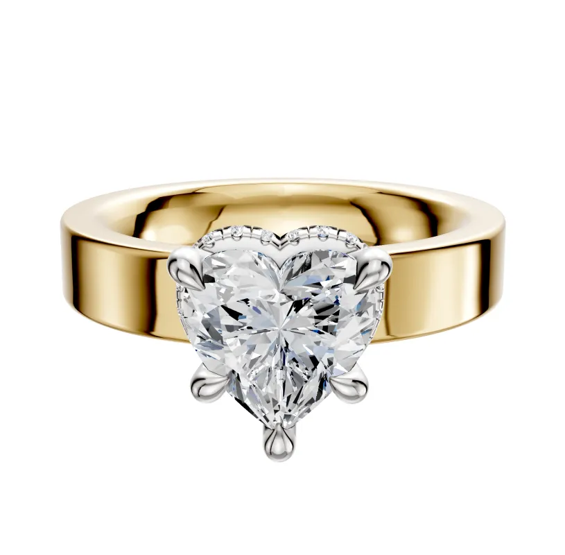 18K Two Tone 4 Prong Collar Classic Flat 4.0mm Engagement Ring sold by Promise By Effy