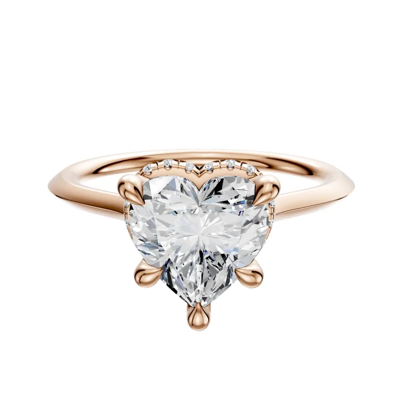 14K Rose Gold 4 Prong Collar Cathedral Knife Edge 1.5mm Engagement Ring sold by Promise By Effy