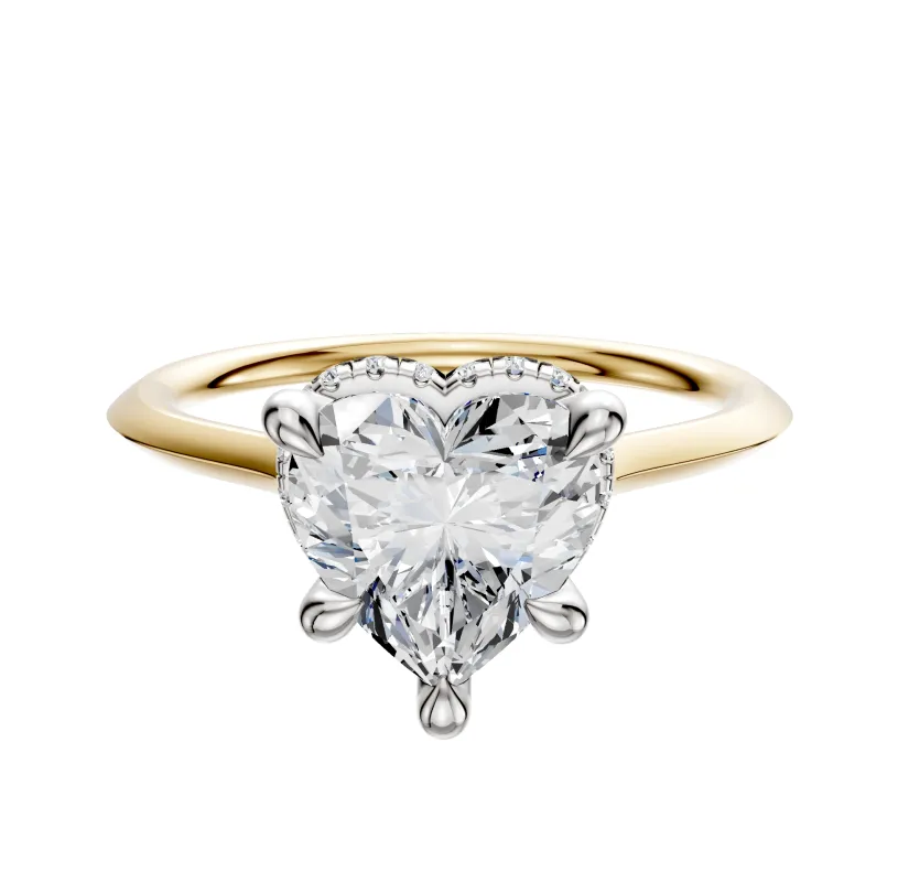 14K Two Tone 4 Prong Collar Cathedral Knife Edge 1.5mm Engagement Ring sold by Promise By Effy