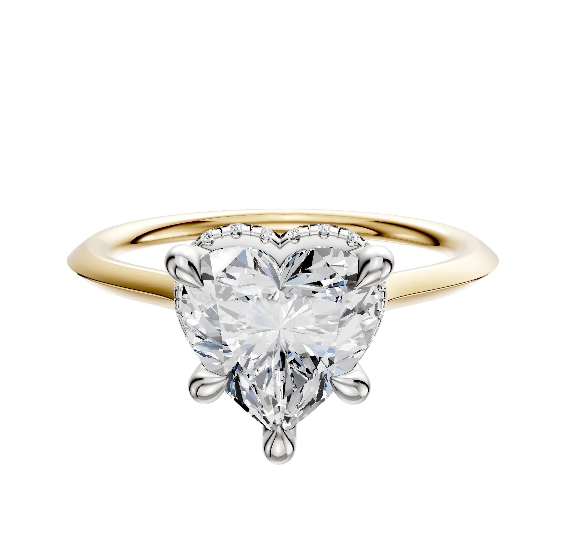 14K Two Tone 4 Prong Collar Cathedral Knife Edge 1.5mm Engagement Ring sold by Promise By Effy