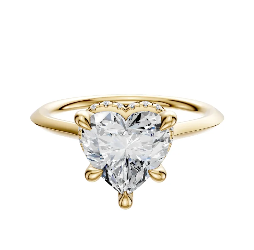 18K Yellow Gold 4 Prong Collar Cathedral Knife Edge 1.5mm Engagement Ring sold by Promise By Effy