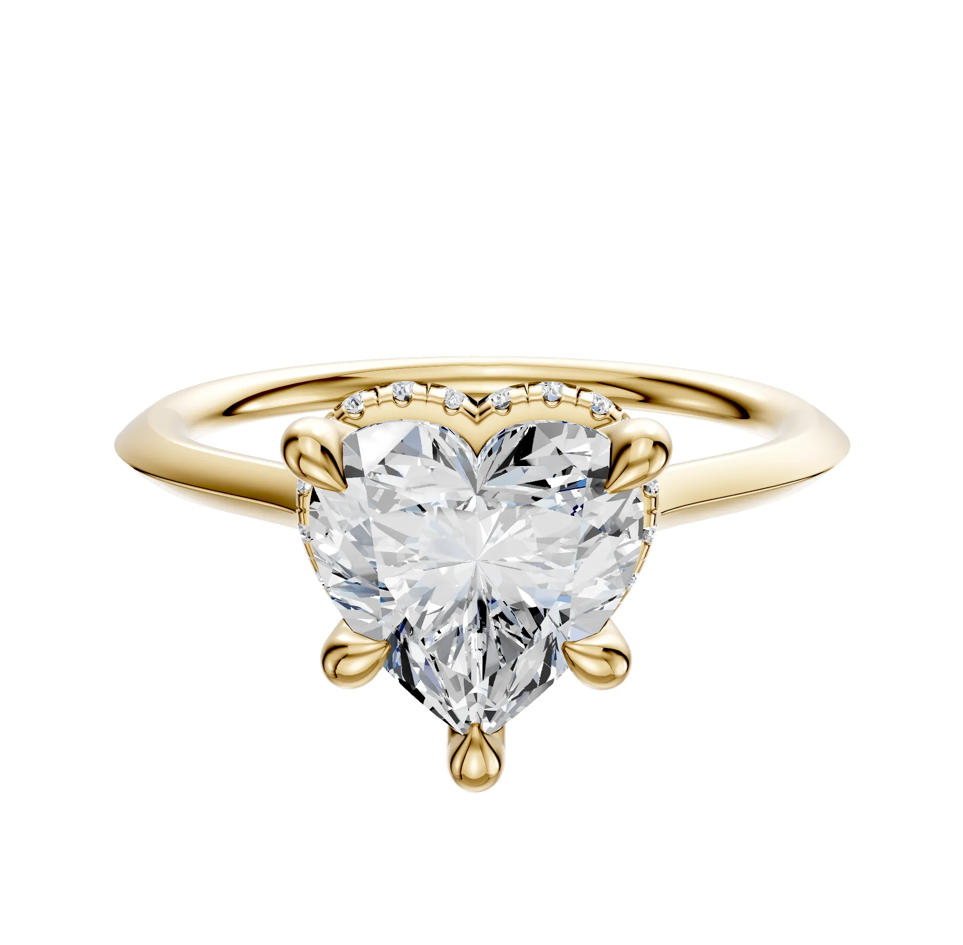 18K Yellow Gold 4 Prong Collar Cathedral Knife Edge 1.5mm Engagement Ring sold by Promise By Effy