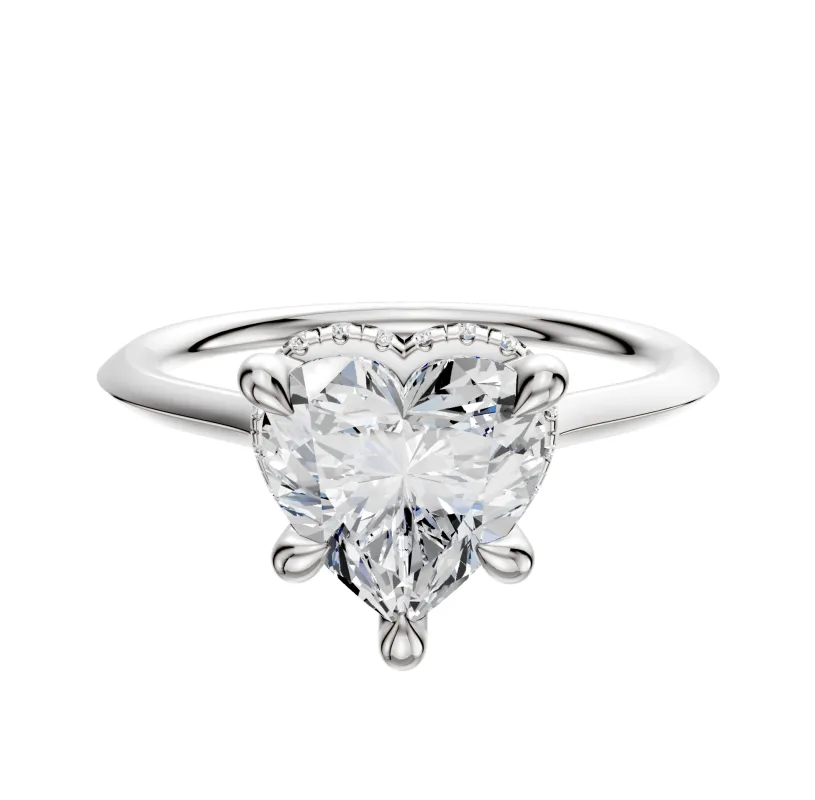 Platinum 4 Prong Collar Cathedral Knife Edge 1.5mm Engagement Ring sold by Promise By Effy