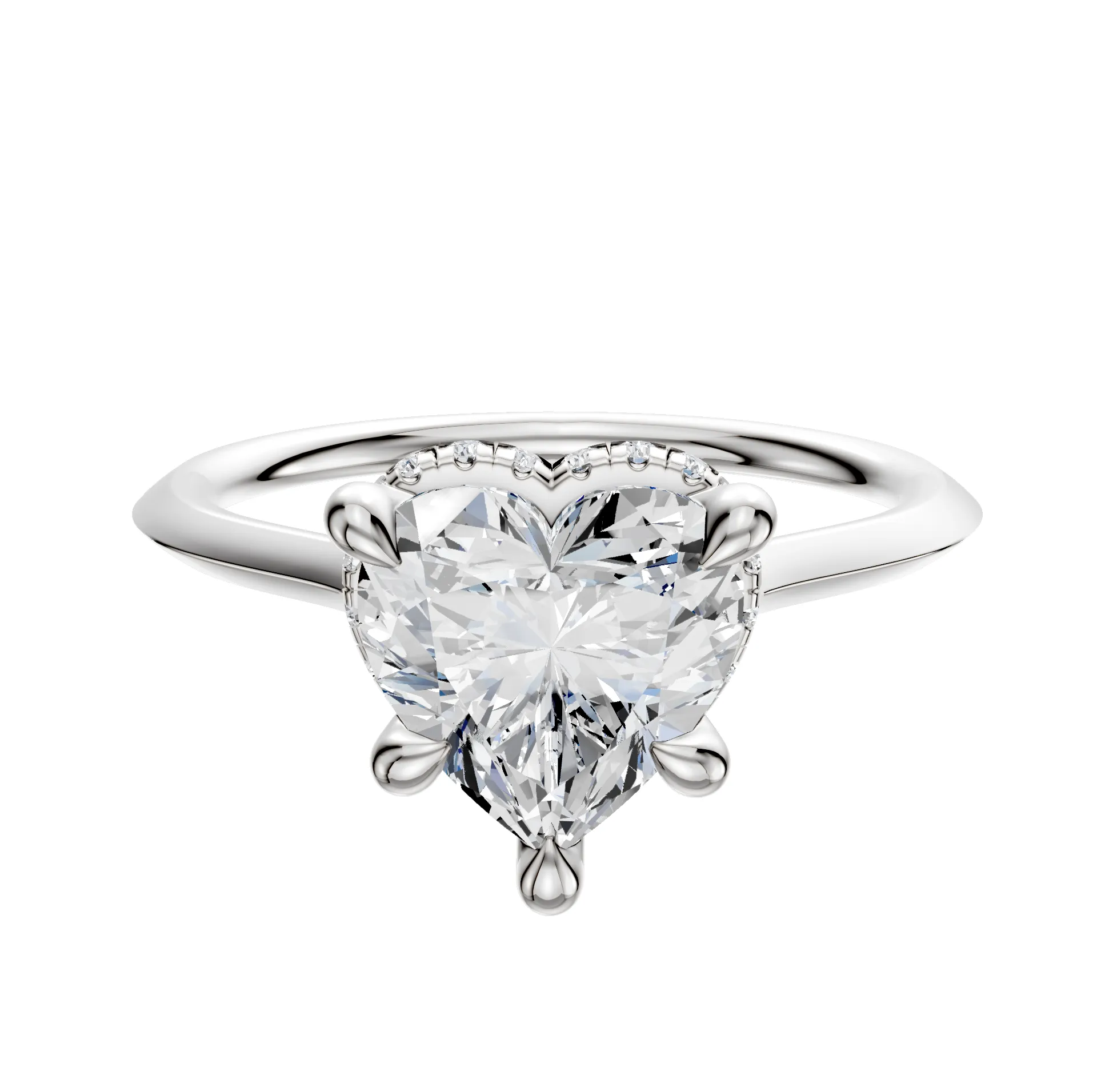 Platinum 4 Prong Collar Cathedral Knife Edge 1.5mm Engagement Ring sold by Promise By Effy