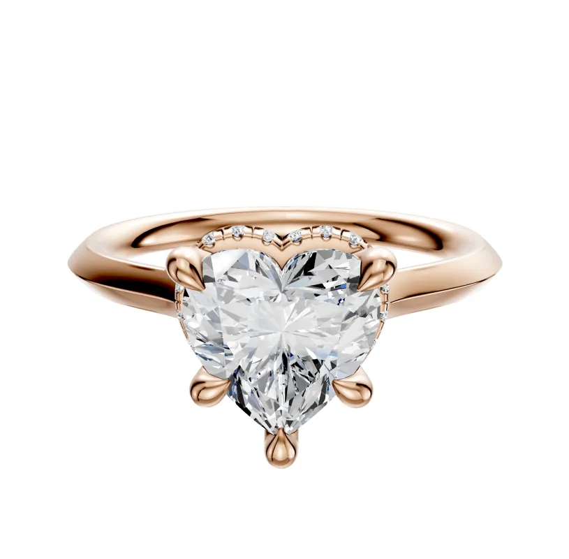 14K Rose Gold 4 Prong Collar Cathedral Knife Edge 2.0mm Engagement Ring sold by Promise By Effy