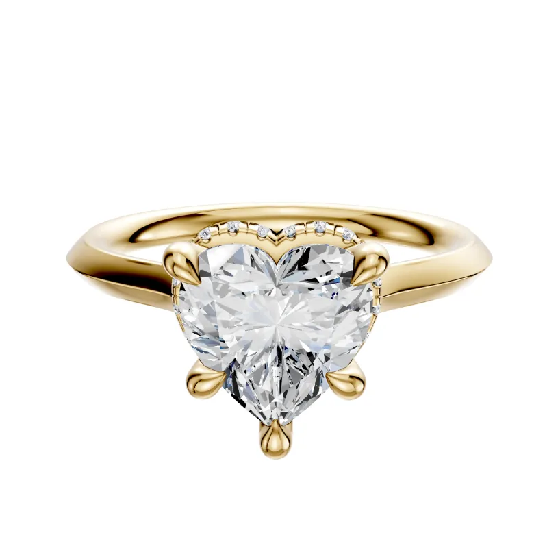 18K Yellow Gold 4 Prong Collar Cathedral Knife Edge 2.0mm Engagement Ring made by Promise By Effy
