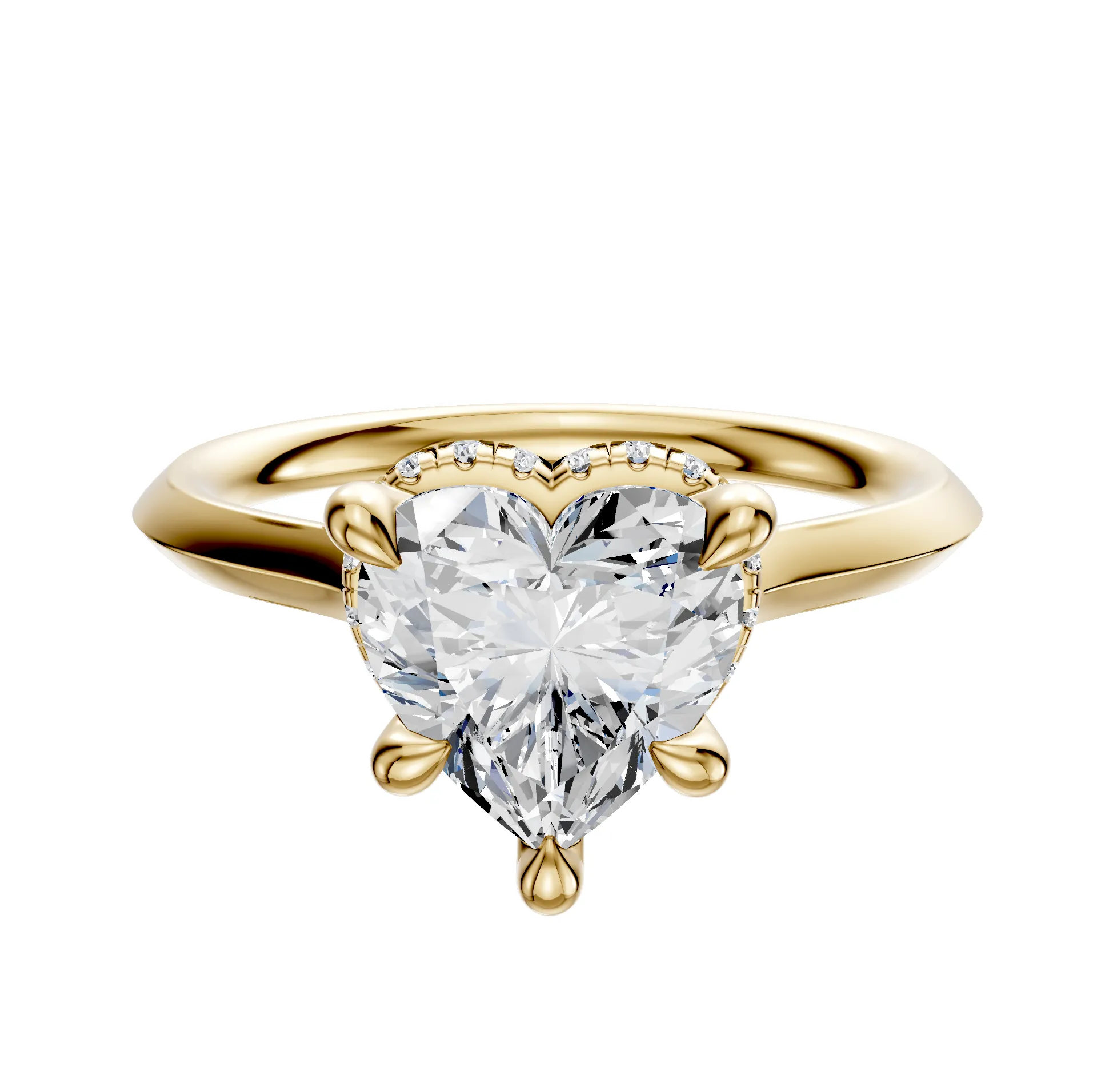 18K Yellow Gold 4 Prong Collar Cathedral Knife Edge 2.0mm Engagement Ring sold by Promise By Effy