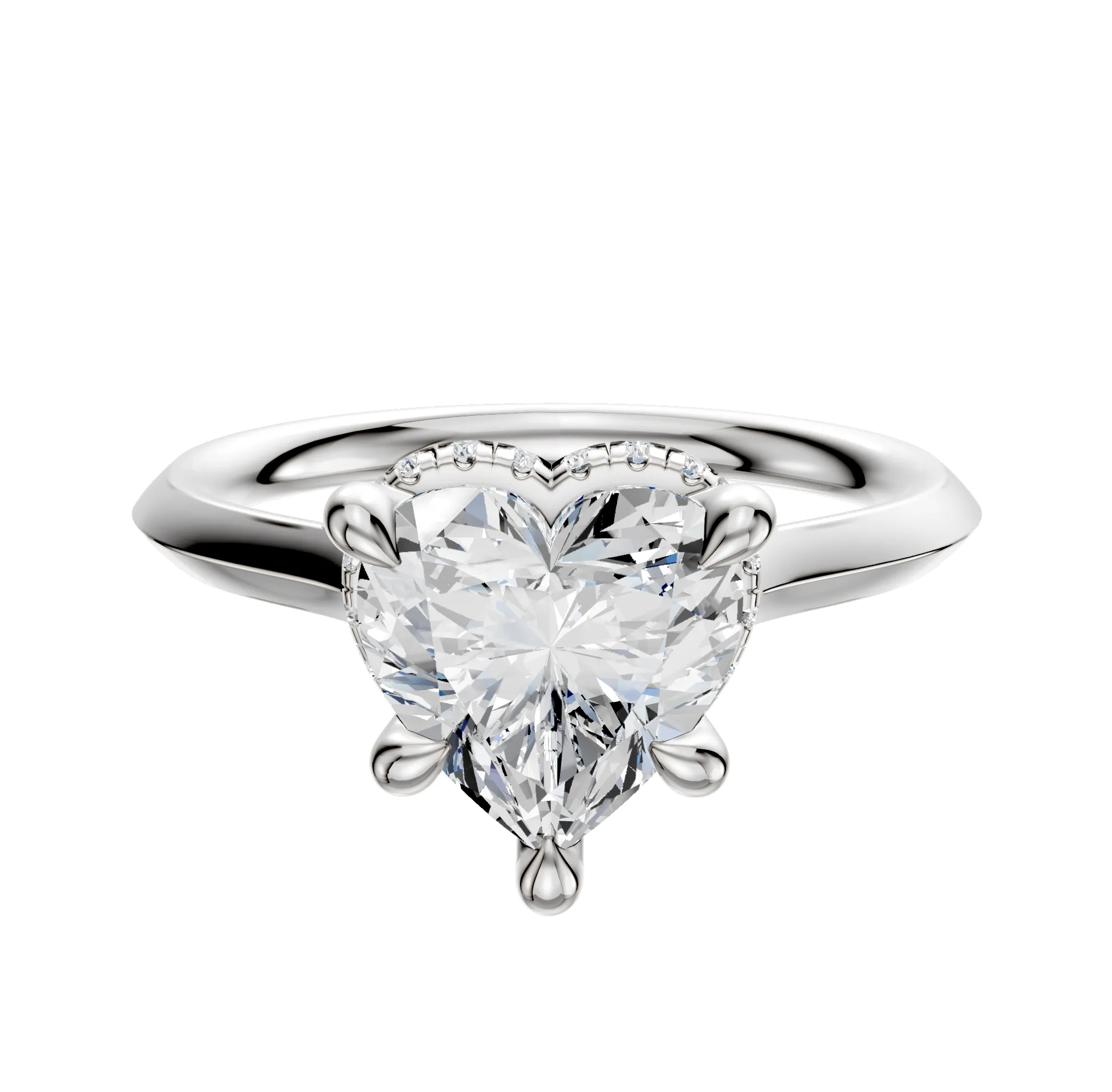 18K White Gold 4 Prong Collar Cathedral Knife Edge 2.0mm Engagement Ring sold by Promise By Effy