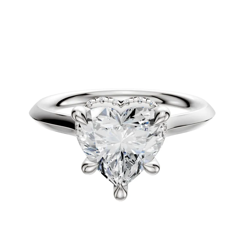 Platinum 4 Prong Collar Cathedral Knife Edge 2.0mm Engagement Ring sold by Promise By Effy