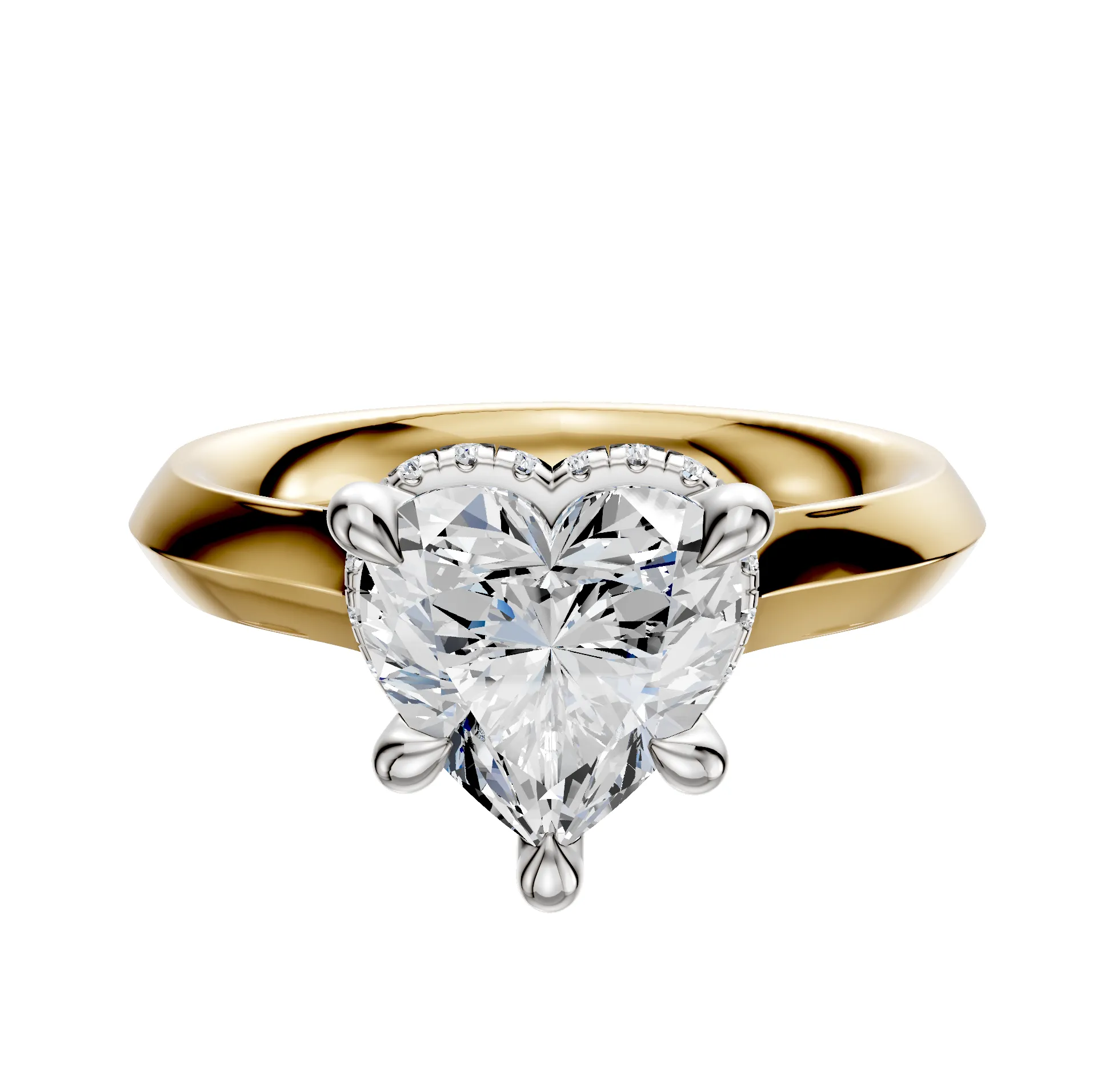 14K Two Tone 4 Prong Collar Cathedral Knife Edge 3.0mm Engagement Ring sold by Promise By Effy