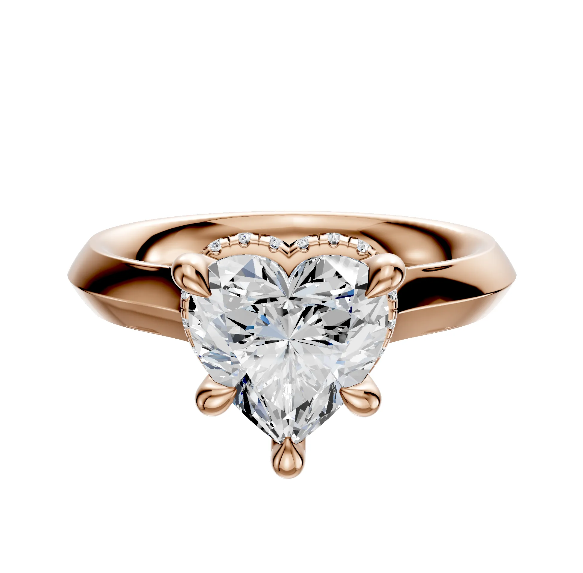 18K Rose Gold 4 Prong Collar Cathedral Knife Edge 3.0mm Engagement Ring sold by Promise By Effy