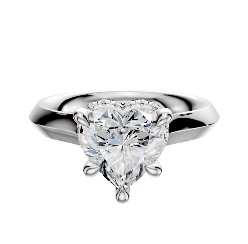 18K White Gold 4 Prong Collar Cathedral Knife Edge 3.0mm Engagement Ring sold by Promise By Effy