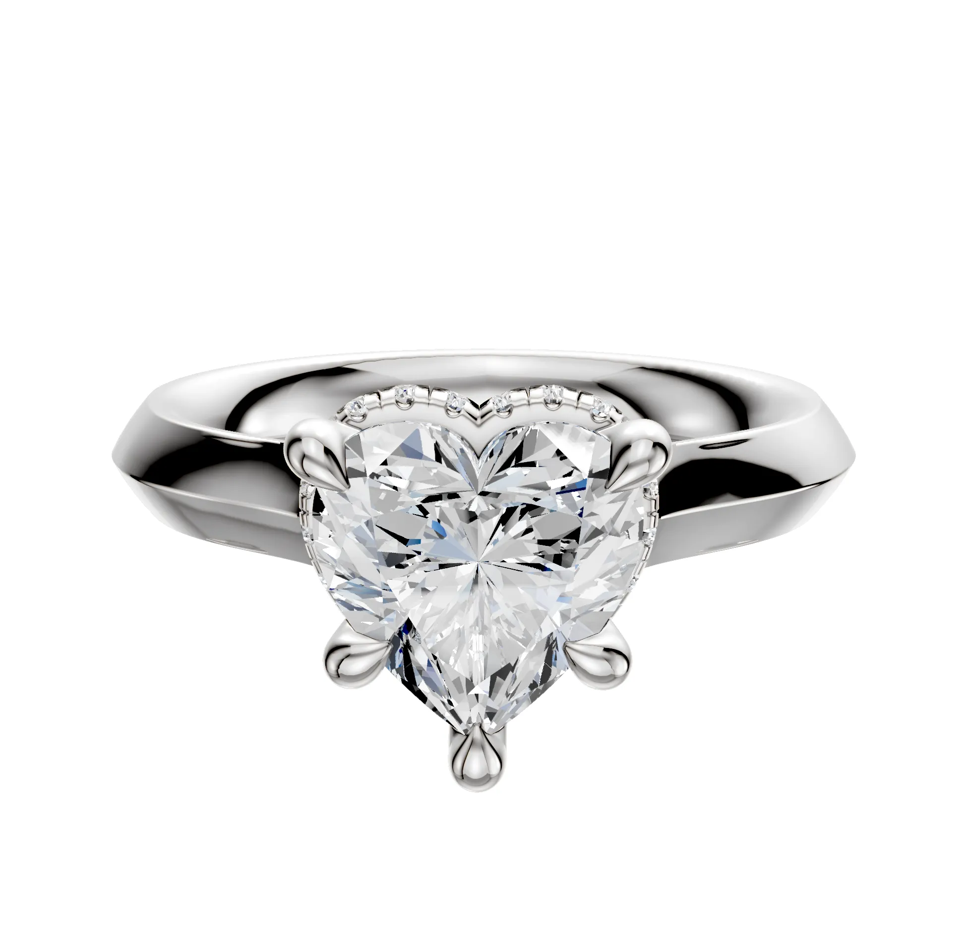Platinum 4 Prong Collar Cathedral Knife Edge 3.0mm Engagement Ring sold by Promise By Effy