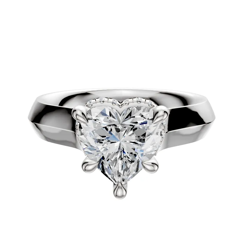 14K White Gold 4 Prong Collar Cathedral Knife Edge 4.0mm Engagement Ring sold by Promise By Effy